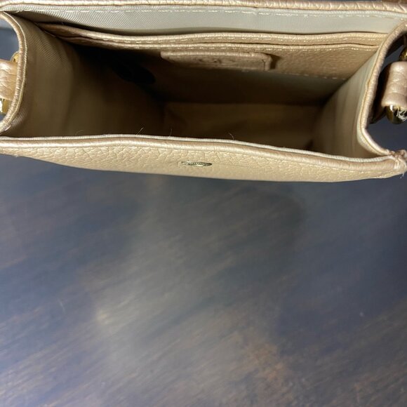 Gold Genuine Leather Mini Crossbody Bag – Chain Strap – Pebbled Leather - Picture 6 of 10